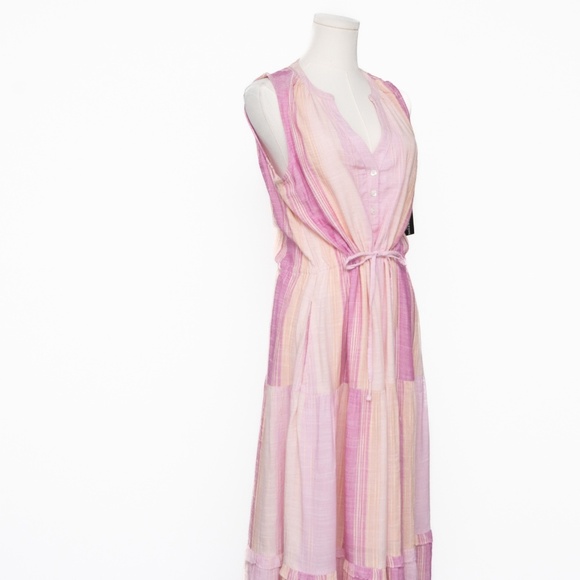 Liverpool. Sleeveless Tiered Maxi Dress with Adjustable Waist. - Picture 12 of 15